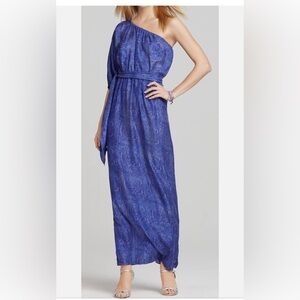Rebecca Taylor Python Print Long Silk Maxi Tie Dress Top Tunic Blue 0 Nwt $395
